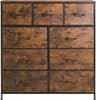 WLIVE Tall Dresser for Bedroom, 9 Drawer Chest of Drawers, Rustic Brown | 9 roomy fabric drawers, Tall storage design...