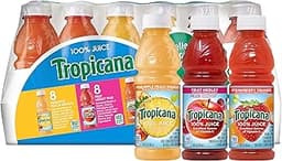Tropicana 100% Juice 3-Flavor Fruit Blend Variety Pack, 10 Fl Oz, Bottles, (Pack of 24), 10 ounces