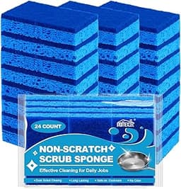 HOMEXCEL Sponges Kitchen 24pcs, Non-Scratch Scrub Dish Sponge Safe on Non-Stick Cookware, Dual Sided Cleaning Sponges...