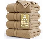 LANE LINEN Bath Sheet Set Soft Absorbent Quick Dry 100% Cotton - Taupe | Bathroom Towel Set, Soft & Absorbent, Ring-S...