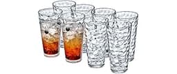 Amazing Abby - Iceberg - 24-Ounce Plastic Tumblers (Set of 8), Plastic Drinking Glasses, All-Clear High-Balls, Reusab...