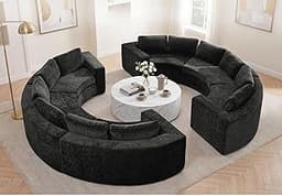 Oversized Half Moon Couch Sets with Deep Seat, Curved Boneless Couches for Living Room, 12 Seater Modular Sectional S...