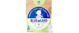 BLUELAND 100% Plastic-Free Laundry Detergent Tablets, 36ct, Free & Clear | Lifts Tough Stains and Odors, Safe for Sen...