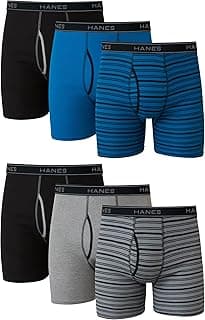 Hanes mens Underwear Boxer Briefs Pack, Cool & Breathable Cotton Moisture-wicking Underwear for Men, No Ride Up
