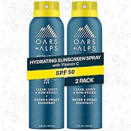 Oars + Alps SPF 50 Face & Body Broad Spectrum Sunscreen Spray | Fast-Absorbing, Lightweight, Non-Greasy, Hawaii Reef ...