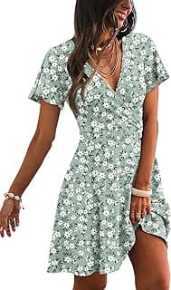 RUMIA Womens Casual Dresses Wrap V Neck Dress A-Line Ruffle Sleeve Summer Sundress Fashion 2026