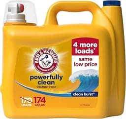 ARM & HAMMER Liquid Laundry Detergent, Clean Burst Scent, 174 Fl Oz | Concentrated Formula, Powerful Clean, Clean Bur...