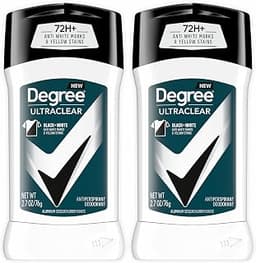 Degree Men UltraClear Antiperspirant Black+White Sweat & 2 Count 2.7 oz | 72-Hour Sweat & Odor Protection for Men wit...