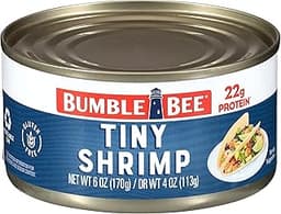 Bumble Bee Tiny Canned Shrimp, 6 oz Can - Shrimp in Water, Cooked, Peeled, Deveined - 22g Protein per Serving - Glute...