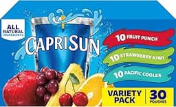 Capri Sun Fruit Punch, Strawberry Kiwi and Pacific Cooler Flavored Juice Drink Blend Variety Pack, 30 ct Box, 6 fl oz...