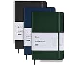 SUIN 3 Pack A5 Hardcover Lined Notebooks, 160 Pages, Black, Blue, Green | Clean Full-Page Rules, Smooth 100 GSM Paper...