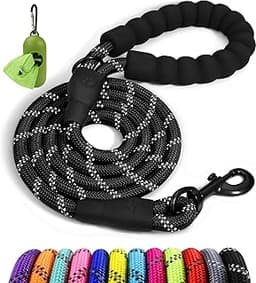 Taglory Rope Dog Leash 6 FT with Comfortable Padded Handle, Highly Reflective Threads Leash and Anti-Tangle Clip for ...