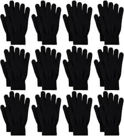 Glooarm 12 Pairs Winter Gloves Knit Warm Adult Stretchy Magic Gloves Bulk for Men Women Teens