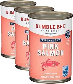 Bumble Bee Pink Salmon, Wild | Premium Quality | 14.75 oz | Pack of 3 | 18g Protein per Serving, Omega-3 Rich, Gluten...