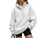 Trendy Queen Womens Oversized Sweatshirts with Snap Button Henley Collar | Soft Fleece Pullover with Pockets Tops Fal...