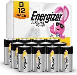 Energizer Alkaline Power D Batteries 12 Count (Pack of 1), Long-Lasting Alkaline Size D Batteries