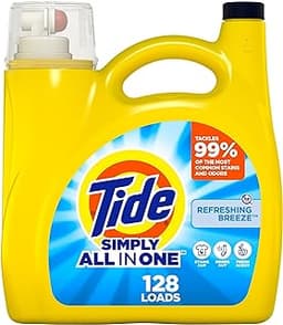Tide Simply All-In-One Liquid Laundry Detergent, Refreshing Breeze Scent, 128 Loads, 168 fl oz