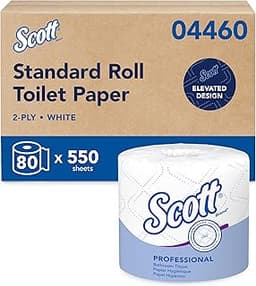 Scott Professional Standard Roll Toilet Paper, Bulk (04460), 2-Ply, Elevated Design, White, Individually Wrapped (80 ...