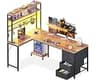 AODK L Shaped Gaming Desk with Hutch, 59" Computer Desk with 4 Drawers & Storage Shelves, Reversible Corner Desk with...