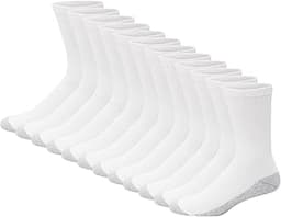 Hanes Men's Double Tough Socks, Crew and Ankle Moisturing Wicking Socks, Black & White, Multi-Packs