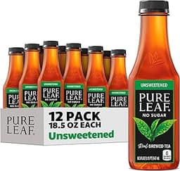 Pure Leaf Iced Tea, Unsweetened Real Brewed Tea, Zero Sugar & Zero Calories, 18.5 Fl Oz (Pack of 12)