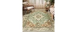 RELEANY Area Rugs 5'x7' Washable Non-Slip, Floral Vintage Distress Print Pattern Medallion Carpet for Living Room Bed...