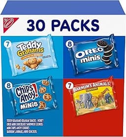 Nabisco Team Favorites Variety Pack, OREO Mini, CHIPS AHOY! Mini, Teddy Grahams Honey & Barnum's Animal Crackers, 30 ...