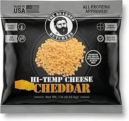 Bearded Butchers High-Temp Cheddar Cheese 1 lb – Shelf-Stable 1/4" Cubes for Up to 10 lbs of Meat, 400°F High-Tempera...