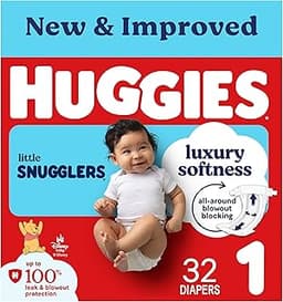 Huggies Size 1 Diapers, Little Snugglers Baby Diapers, Size 1 (8-14 lbs), 32 Count, Packaging May Vary