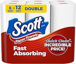 Scott Paper Towels, Choose-A-Sheet, 6 Double Rolls = 12 Regular Rolls (108 Sheets Per Roll)
