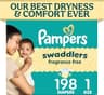 Pampers Swaddlers Diapers, Size 1 (8-14 lbs), 198 Count, Fragrance Free, Hypoallergenic, Absorbent, Pediatrician Reco...