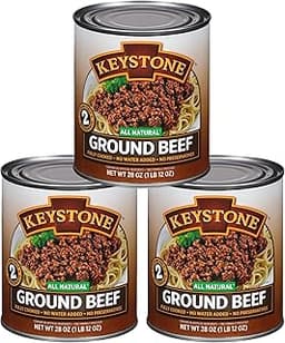 Keystone Meats All Natural Heat and Serve Ground Beef 28 oz – Fully Cooked Canned Meat – Ready to Eat – 5-Year Shelf ...