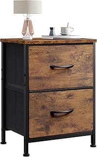 WLIVE Night Stand, Small Dresser with 2 Drawers & Wooden Top, Nightstand with Fabric Bins, Bedside Table End Table fo...
