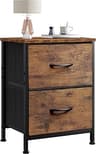 WLIVE Night Stand, Small Dresser with 2 Drawers & Wooden Top, Nightstand with Fabric Bins, Bedside Table End Table fo...