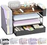 Wood Desk Organizers and Accessories with File Holder & Catalog Racks