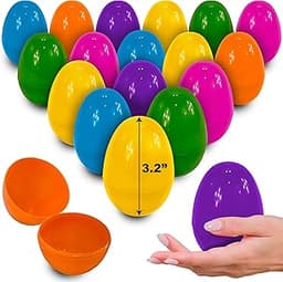 stargo 50 Pack - Plastic Easter Eggs Empty 3.2” Large Plastic Eggs Fillable for Easter Egg Hunt, Easter Egg Basket, P...