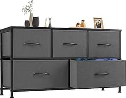 OLIXIS Dresser for Bedroom with 5 Drawers, Wide Chest of Drawers, Fabric Bedroom Dresser with Drawer Organizers, Stor...