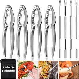8 Pcs Lobster Crackers and Picks Set, Crab Leg Cracker Tools, Stainless Steel Seafood Crackers & Forks Nut Cracker Se...
