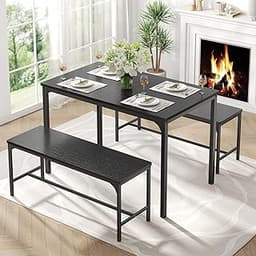 DUMOS Dining Table Set, Dining Table for 4 with Bench, Kitchen Table, Space-Saving Ideal 4-Person Set for Dining Room...