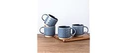 GBHOME 12 OZ Stackable Coffee Mugs, Ceramic Coffee Mugs with Texture Patterns for Man,Woman,Dad,Mom, Modern Coffee Cu...