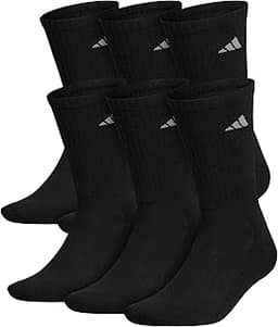 adidas Men's Athletic Cushioned Crew Socks (6 Pairs) Durable & Comfortable