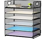 Marbrasse 6 Tier Paper Organizer Letter Tray - Mesh Desk File Organizer with Handle, Paper Sorter Organizer for Lette...