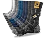 Niorasen Men's Cotton Crew Work Socks, 5 Pairs, Cushioned | 78.6% cotton crew socks with terry cushioning, arch suppo...