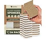 Plant-Based Kitchen Sponges (24 Pack) | USDA Biobased Certified | FSC & PETA Approved | Natural Cellulose & Coconut S...
