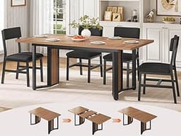 Itaar 5-Piece Dining Table Set for 4-6 People, 63" Extendable Kitchen Table and 4 Cushion Chairs, Dining Room Table w...