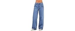 EMMIOL Baggy Jeans Women Straight Leg Mid Rise Boyfriend Wide Leg High Waisted Cute Trendy Y2K Loose Fit Pants Stretchy