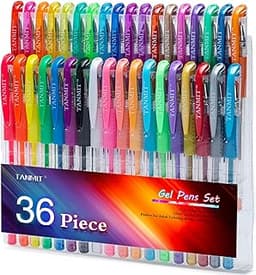 TANMIT 36 Colors Gel Pens Set for Adult Coloring Books, Colored Gel Marker with 40% More Ink, Great for Adult Doodlin...