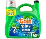 Gain Plus Liquid Laundry Detergent, Cleaner, Fresher, Now with Oxi, Waterfall Delight Scent, 170 fl oz, 129 Loads