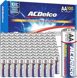 ACDelco 100-Count Double AA Batteries, Maximum Power Super Alkaline Battery for Home and Office, 10-Year Shelf Life, ...