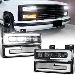LED Headlight Assembly 500% Bright Anti-glare Headlights with Welcome DRL Turn Signal Compatible with 1988-1998 Chevy...